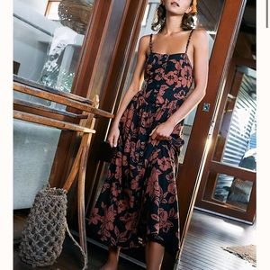 FREE PEOPLE The Perfect Sundress with Rust Floral Print Dark Combo EUC